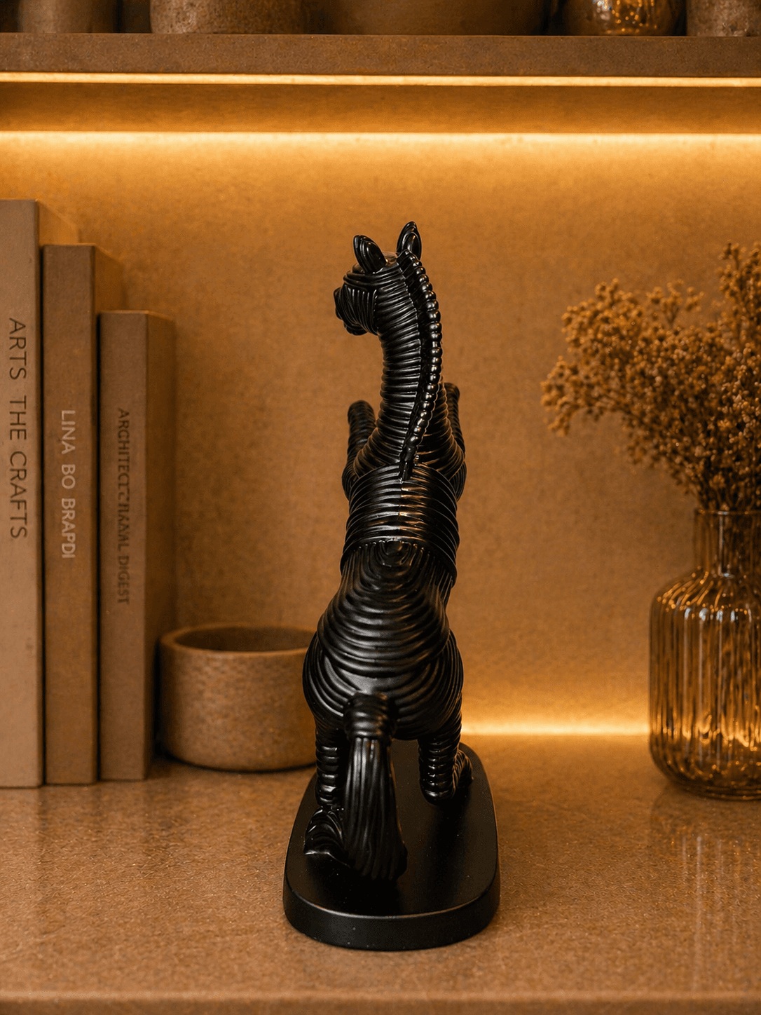 Modern Abstract Black Horse Showpiece | Luxury Rearing Horse Sculpture for Home & Office Decor preview 4