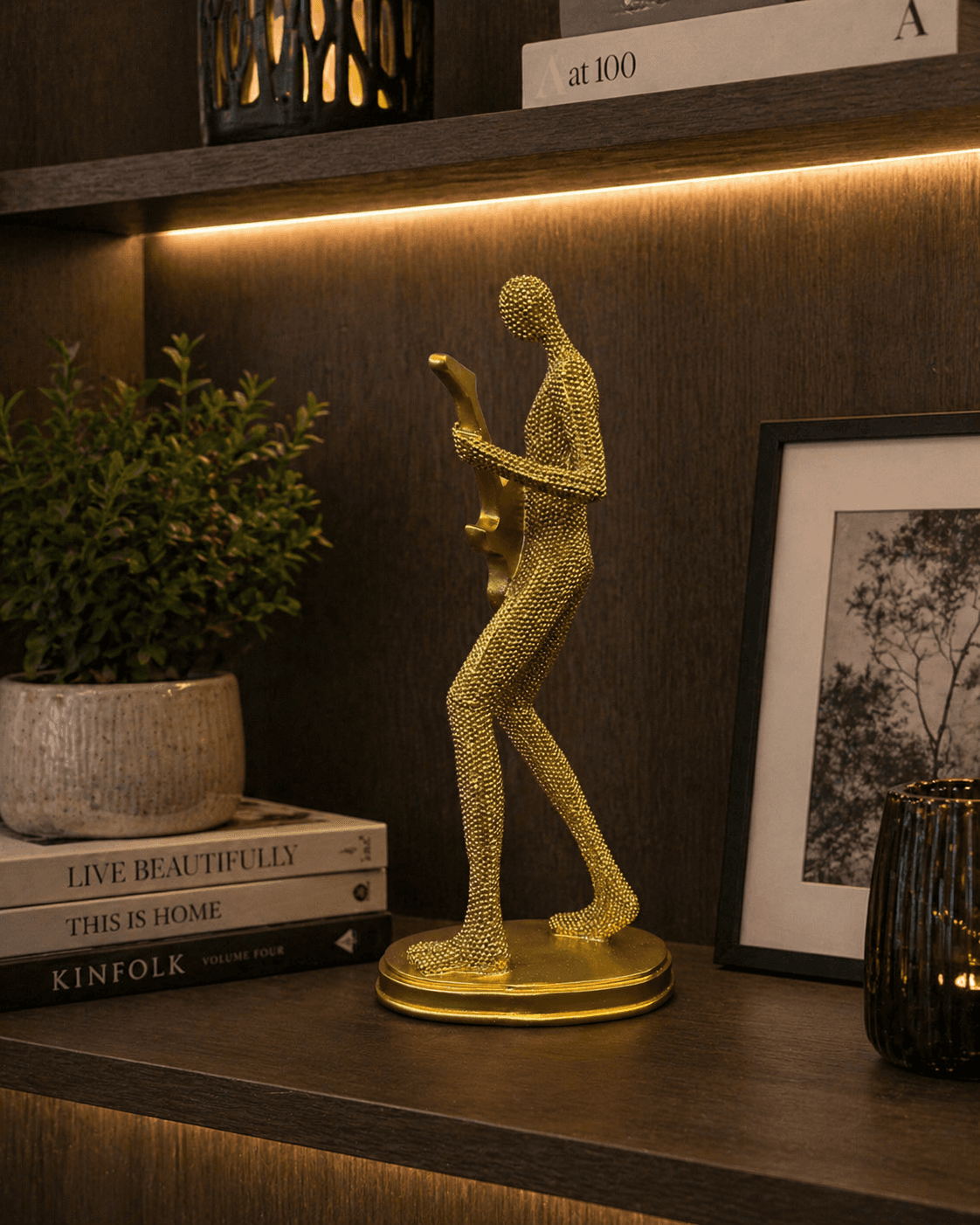 Luxury Golden Guitarist Showpiece Statue | Modern Musician Figurine for Home Decor & Living Room preview 2