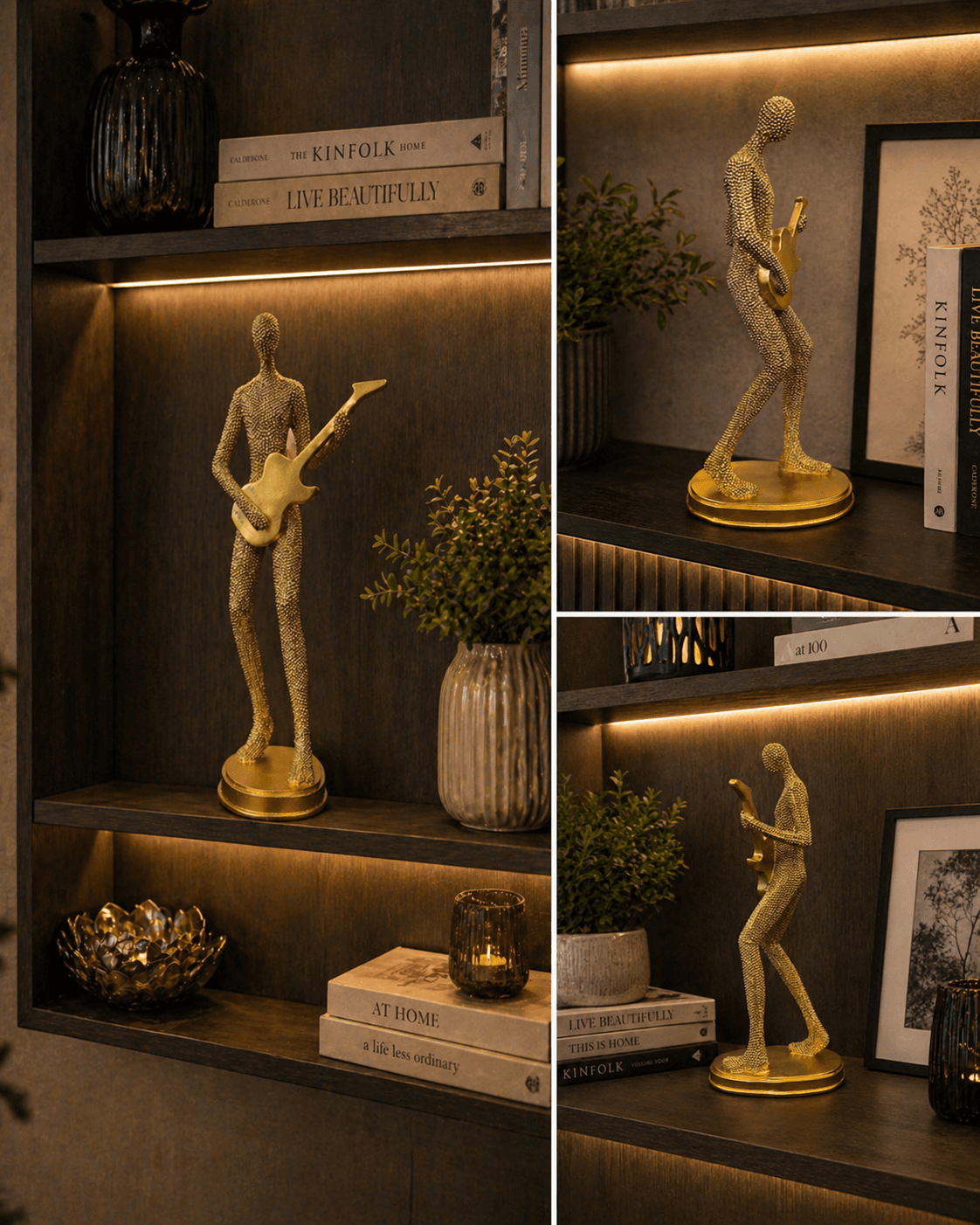 Luxury Golden Guitarist Showpiece Statue | Modern Musician Figurine for Home Decor & Living Room preview 3