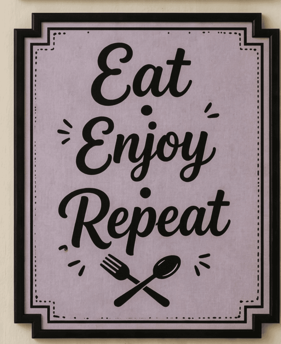 Eat Enjoy Repeat | Kitchen Wall Art Frame Decor